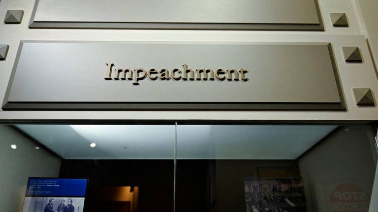 The Impeachment exhibit in the “Limits of Presidential Power” section within “The American Presidency: A Glorious Burden” exhibition inside the Smithsonian’s National Museum of American History, after the museum removed explicit reference to U.S. President Donald Trump from an exhibit about impeachment according to a spokesperson, at the museum in Washington, D.C., U.S., August 1, 2025. - REUTERS/Annabelle Gordon