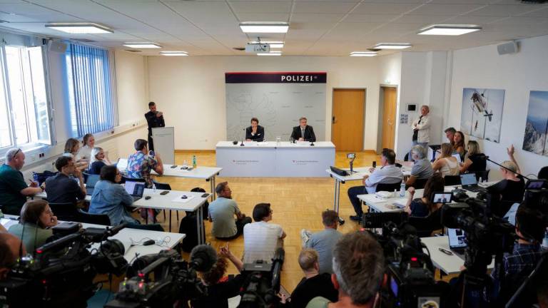 Arnulf Rumpold, media spokesperson for the Graz Public Prosecutor's Office and Michael Lohnegger, Head of the Styrian State Criminal Police Office attend a press conference, following a deadly shooting at a secondary school, in Graz, Austria, June 12, 2025. - REUTERSPIX