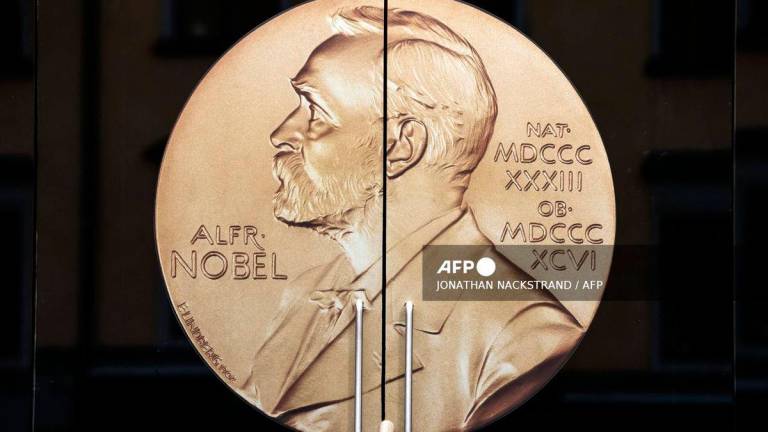 (FILES) The entrance of the Alfred Nobel Museum in Stockholm, Sweden is pictured on October 4, 2019. The Nobel Prize announcements will take place on October 6–13, 2025. - AFP