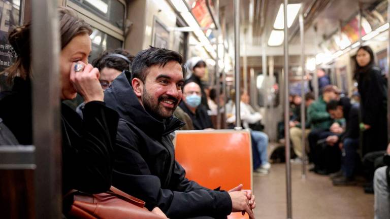 Candidate for New York City mayor Zohran Mamdani rides the subway following a campaigning stop in New York City, U.S., April 1, 2025. - REUTERSPIX
