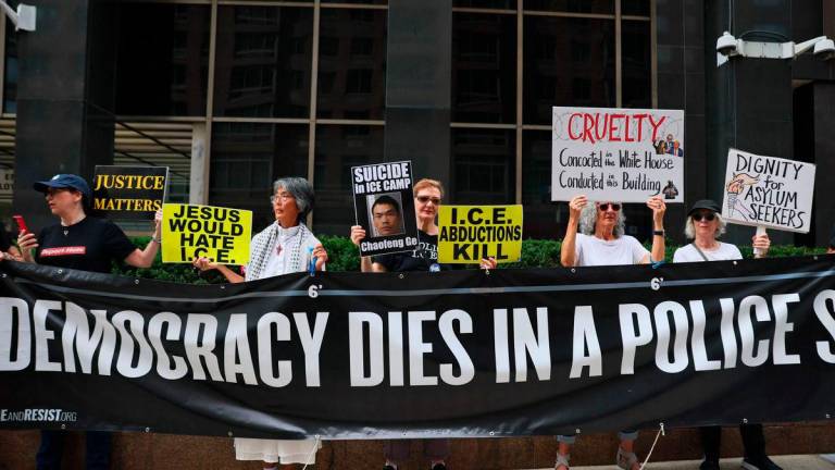 Activist hold a vigil for people detained by Immigration and Customs Enforcement (ICE) outside of Jacob K. Javitz Federal Building on August 14, 2025 in New York City. GETTY IMAGES NORTH AMERICA / AFPPix