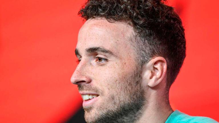 FILES) Portugal’s forward Diogo Jota attends a press conference at “Cidade do Futebol” training camp in Oeiras, outskirts of Lisbon on June 8, 2022 on the eve of their UEFA Nations League football match against Czech Republic-AFP