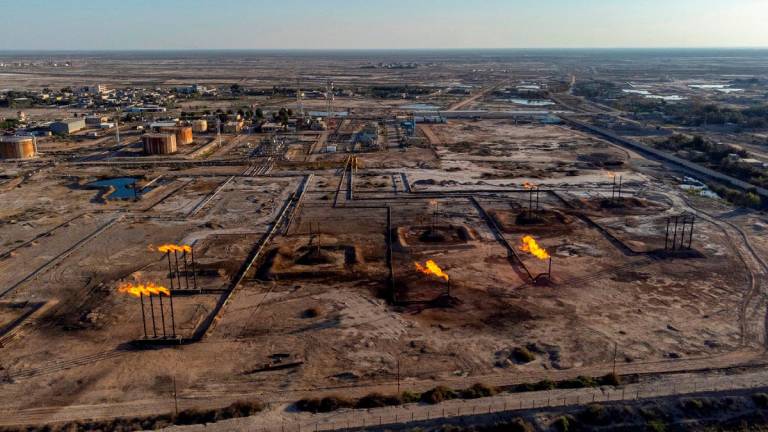 A picture taken on April 4, 2023 shows the Nahr Bin Omar oil field and facility near Iraq's southern port city of Basra. Major oil powers led by Saudi Arabia announced a surprise production cut of more than one million barrels per day on April 2, calling it a precautionary move aimed at stabilising the market. - Hussein FALEH / AFP