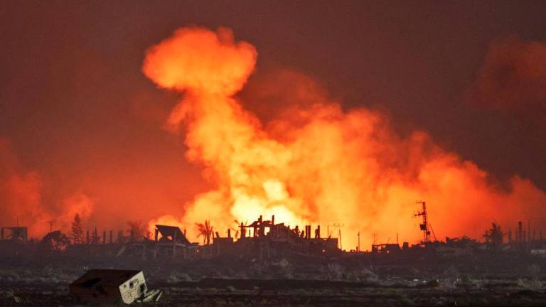 An explosion in Gaza is seen from the Israeli side of the Israel-Gaza border, July 24, 2025. - REUTERSPIX