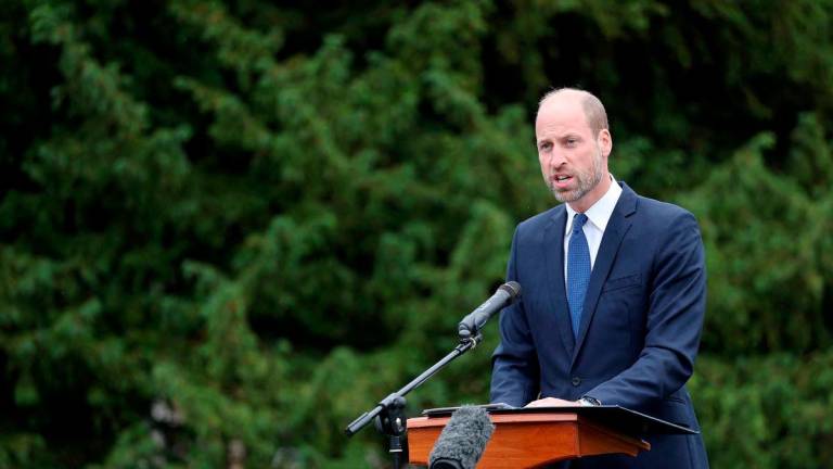 Prince William, Prince of Wales, speaks at the launch of the Global Humanitarian Memorial in London, Britain October 1, 2025. Chris Jackson/Pool via REUTERS
