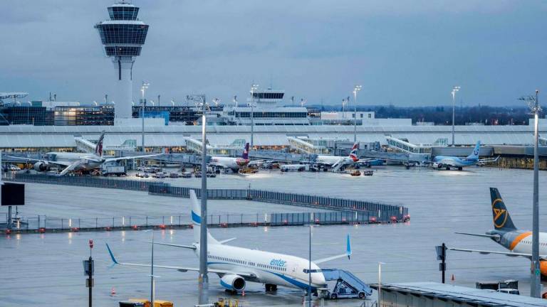 (FILES) General view of Munich International Airport in Munich, southern Germany, on early February 20, 2024. Germany’s Munich airport said normal service resumed on early October 3, 2025 after several drone sightings forced its closure on late October 2, 2025, the latest in a string of similar aviation disruptions across Europe. (Photo by Michaela STACHE / AFP)