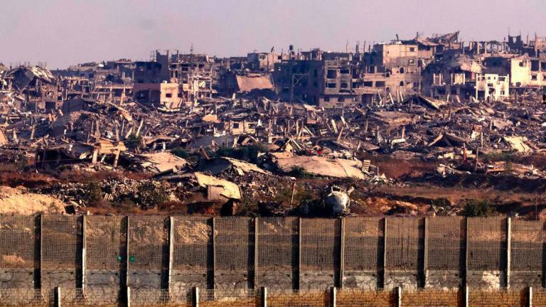 This picture, taken from the Israeli border with the Gaza Strip, shows destroyed buildings in the besieged Palestinian territory on June 5, 2025, amid the ongoing war between Israel and the Palestinian militant movement Hamas. AFPPIX