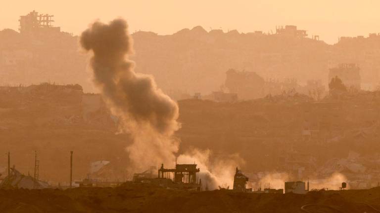 Smoke rises from Gaza after an explosion, as seen from Israel, June 4, 2025. REUTERS