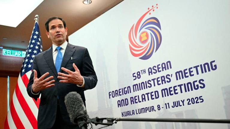 US Secretary of State Marco Rubio gives a media briefing during the ASEAN Foreign Ministers' Meeting at the Convention Centre in Kuala Lumpur, Malaysia on July 11, 2025. - Pool via REUTERSPIX