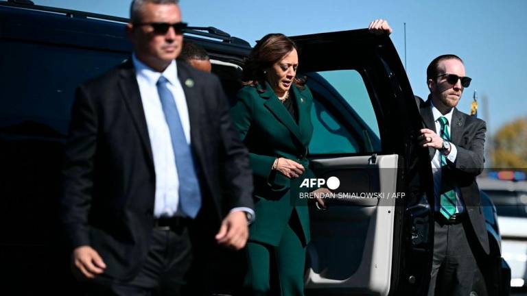 (FILES) US Vice President and Democratic presidential candidate Kamala Harris arrives to board Air Force Two at Philadelphia International Airport in Philadelphia, Pennsylvania, on October 21, 2024, enroute to Oakland County, Michigan. The Trump administration has withdrawn former vice president Kamala Harris’s Secret Service security protection, a White House official said on August 29, 2025. The administration terminated an extension approved by the-president Joe Biden for Harris, the Democratic presidential candidate whose customary six-month period of protection as ex-VP ended July 21, CNN reported.
