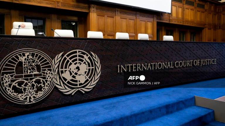 This photograph shows a view of the International Court of Justice (ICJ). - Nick Gammon / AFP