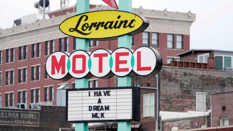 The Lorraine Motel sign stands at what is now the National Civil Rights Museum, marking the motel where Martin Luther King Jr., was killed, in Memphis, Tennessee - Reuterspix
