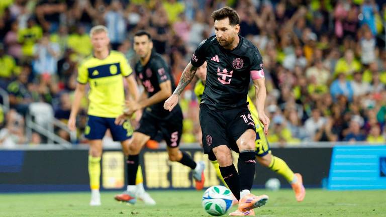 Lionel Messi #10 of Inter Miami CF scores the team’s second goal from the penalty spot during the MLS match between Nashville SC and Inter Miami CF at GEODIS Park on October 18, 2025 in Nashville, Tennessee. - Johnnie Izquierdo / GETTY IMAGES NORTH AMERICA / AFP
