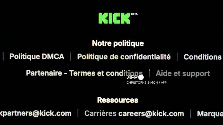 This photograph shows a view of a screen displaying a view of the website of the Australian live-streaming video platform Kick, in Marseille, south-eastern France, on August 21, 2025. - Christophe SIMON / AFP