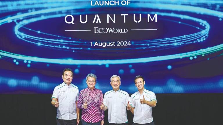 From left: Eco World Development president and CEO Datuk Chang Khim Wah, Liew Chin Tiong, Eco World Development executive chairman Tan Sri Liew Kee Sin and Liew Tian Xiong at the launch of Quantum.