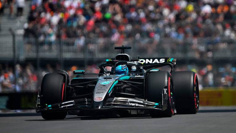 George Russell of Great Britain driving the (63) Mercedes AMG Petronas F1 Team W16 on track during practice ahead of the F1 Grand Prix of Canada at Circuit Gilles-Villeneuve on June 13, 2025 in Montreal, Quebec. AFP