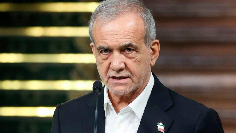 Iranian President Masoud Pezeshkian speaks during a joint press conference with Pakistan’s Prime Minister Shehbaz Sharif (not pictured) in Tehran, Iran, May 26, 2025. Iran’s presidential website/WANA (West Asia News Agency. REUTERSpix