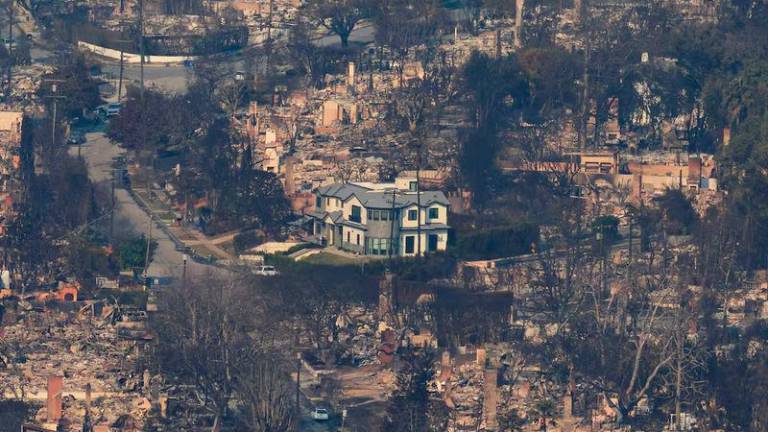 An aerial view shows debris from burned properties, following the Palisades Fire at the Pacific Palisades neighborhood in Los Angeles - REUTERSpix