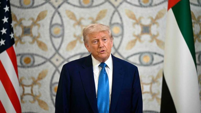 US President Donald Trump speaks after signing the guest book at Qasr Al-Watan (Palace of the Nation) in Abu Dhabi on May 15, 2025.AFPpix