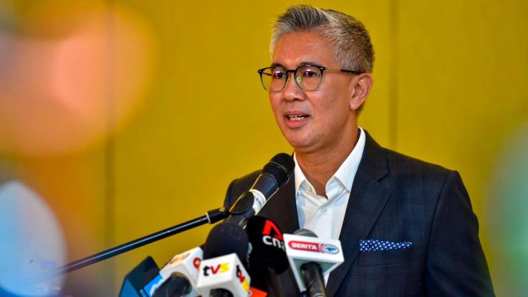 Tengku Zafrul speaking at a press conference to present the Ministry of Investment, Trade and Industry’s second-quarter report card in Kuala Lumpur today. – Bernamapic