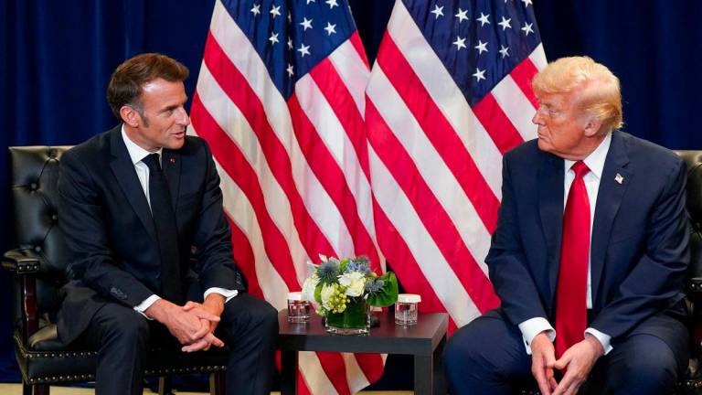 U.S. President Donald Trump meets with French President Emmanuel Macron during the 80th United Nations General Assembly, in New York City, New York, U.S., September 23, 2025. - REUTERSPIX