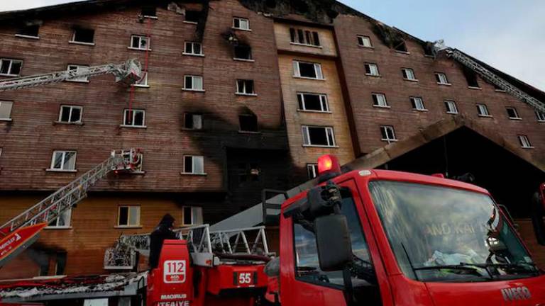 A hotel in the ski resort of Kartalkaya is damaged following a deadly fire, in Bolu - REUTERSpix