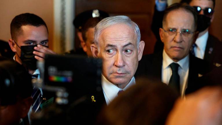 Israel’s Prime Minister Benjamin Netanyahu visits Capitol Hill, on the day he meets with Senate Republican Leader John Thune (R-SD) and other senators, in Washington, D.C., U.S., July 9, 2025. REUTERS
