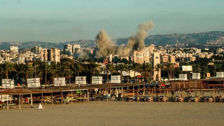 Pix for visual purposes. Smoke billows from the site of an Israeli airstrike on the area of Burj al-Shamali in southern Lebanon on September 25, 2024.