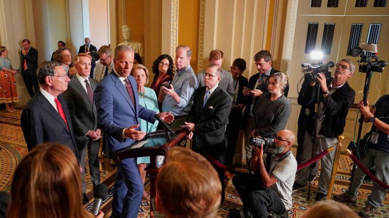 U.S. Senate Majority Leader John Thune (R-SD) holds a press conference on Capitol Hill, in Washington, D.C., U.S., July 15, 2025. - REUTERSPIX