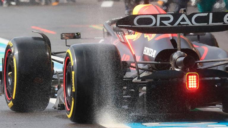 Red Bull Racing’s Dutch driver Max Verstappen drives after making a pit stop during the Formula One Belgian Grand Prix at the Spa-Francorchamps circuit in Spa, on July 27, 2025. Photo by YVES HERMAN / POOL / AFP