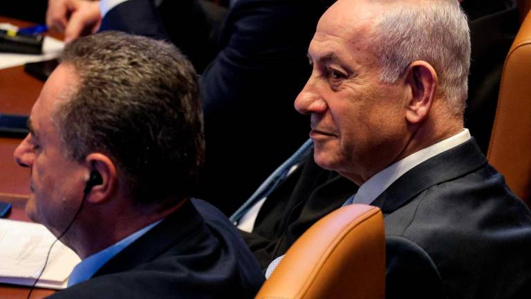 Israel’s (R to L) Prime Minister Benjamin Netanyahu and Defence Minister Israel Katz - AFPPIX