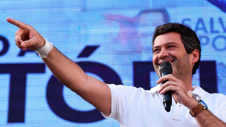 Andre Ventura, leader of Portugal’s far-right political party Chega, speaks during a rally on the final day of campaigning, ahead of Portugal’s general election, in Lisbon, Portugal, May 16, 2025. REUTERSpix