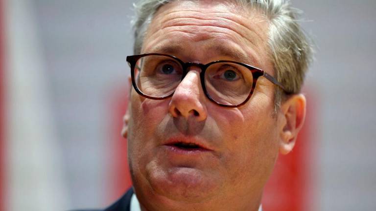 Britain’s Prime Minister Keir Starmer delivers a keynote speech at the London Defence Conference in central London, Britain May 8, 2025. REUTERSpix