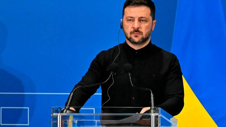Ukraine’s President Volodymyr Zelensky looks on ahead of a press conference with Italy’s Prime Minister, as part of The Ukraine Recovery Conference 2025 (URC2025) at The Roma Convention Centre in Rome on July 10, 2025. - AFPpix