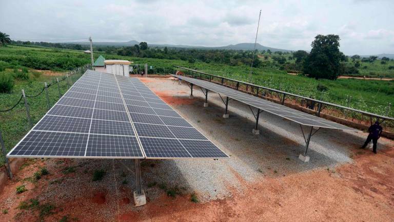 A general view of a hybrid minigrids station in Doma Town which is mainly powered by solar energy in Doma, Nassarawa State, Nigeria on October 16, 2023. - AFPPIX