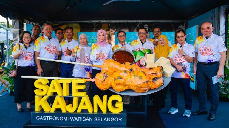 Tengku Permaisuri Selangor Tengku Permaisuri Norashikin (tujuh, kiri) berkenan bergambar bersama pada Majlis Pengisytiharan Sate Kajang Sebagai Makanan Warisan Selangor Sempena Karnival 1001 Rasa Sate Kajang 2025 di Stadium Kajang hari ini - fotoBERNAMA