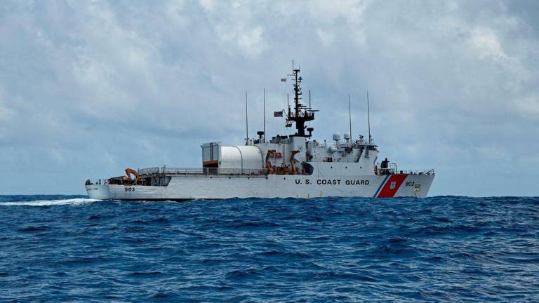 U.S. Coast Guard Cutter Harriet Lane (WMEC 903) and crew are on an inaugural patrol in the South Pacific Ocean, February 26, 2024. - REUTERSPIX