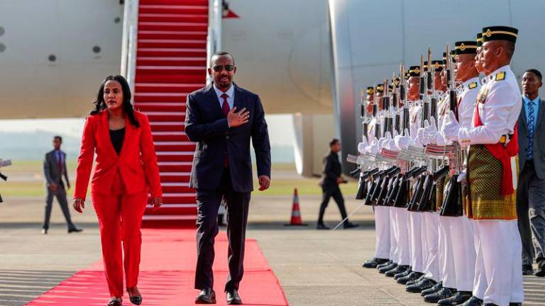 Ethiopian Prime Minister Dr Abiy Ahmed Ali with First Lady Zinash Tayachew Bere arrived at the Bunga Raya Complex today to begin a two-day official visit, which is also his first visit to the country. - fotoBERNAMA