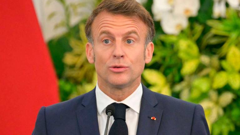 France's President Emmanuel Macron speaks during a press conference with Indonesia's President Prabowo Subianto at Merdeka Palace in Jakarta on May 28, 2025. AFPpix