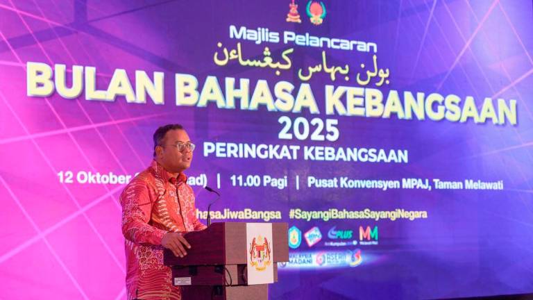 Amirudin speaking at the launch of the National Language Month celebration at the Ampang Jaya Convention Centre yesterday. – Amirul Syafiq / theSun