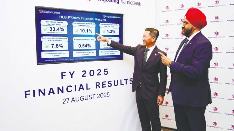 Lam and Hong Leong Bank chief financial officer Malkit Singh at the briefing.
