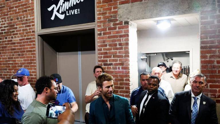 Glen Powell leaves after Jimmy Kimmel Live! show was recorded for broadcast, the day after Disney announced that the show would return to its ABC network lineup following Kimmel’s temporary suspension for his remarks about Charlie Kirk, in Los Angeles, California, U.S. September 23, 2025. - REUTERSPIX