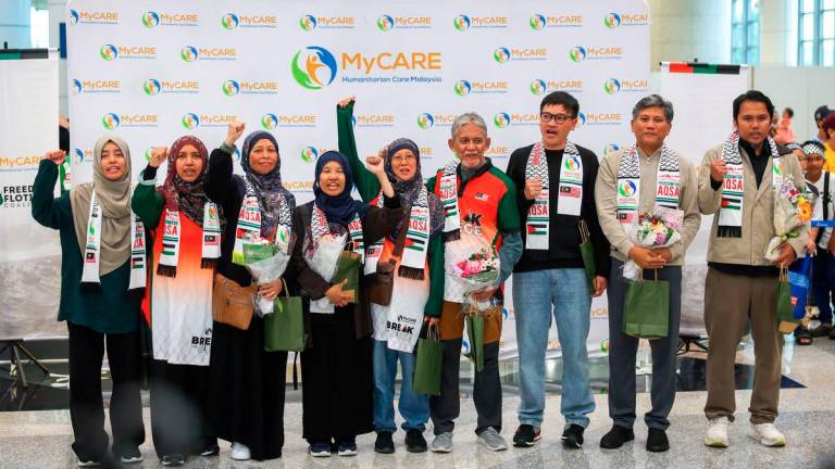 All nine Malaysian volunteers who participated in the Freedom Flotilla Coalition (FCC) and Thousand Medleens to Gaza (TMTG) mission arrived at Kuala Lumpur International Airport (KLIA) today. - BERNAMA