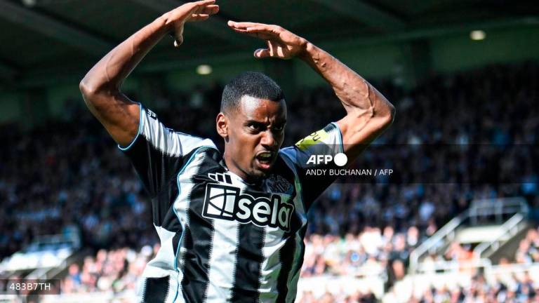Newcastle United's Swedish striker #14 Alexander Isak reacts after a missed chance during the English Premier League football match between Newcastle United and Everton at St James' Park in Newcastle-upon-Tyne, north east England on May 25, 2025. - AFP