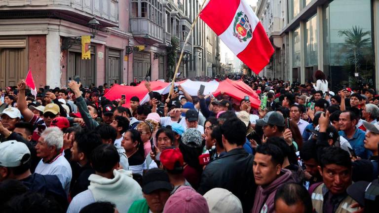 Protesters participate in a march organized by the youth collective Generation Z to express their discontent with the election of Peru's new President Jose Jeri, following the impeachment of former President Dina Boluarte by the Congress of the Republic, in Lima, Peru, October 12, 2025. - REUTERSPIX