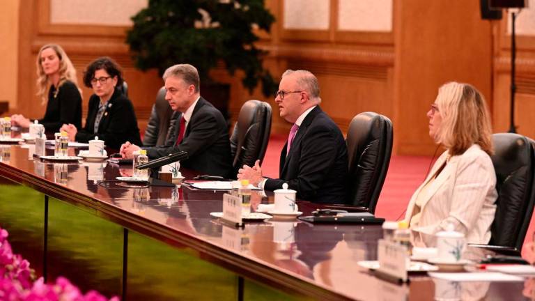 Australian Prime Minister Anthony Albanese meets with Chinese President Xi Jinping at the Great Hall of the People in Beijing, China, July 15, 2025. - AAP Image/Lukas Coch via REUTERSPIX