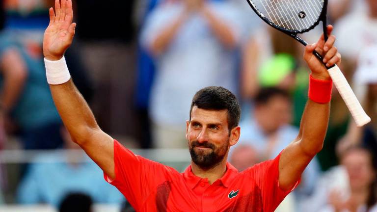 Serbia’s Novak Djokovic celebrates winning his second round match against France’s Corentin Moutet REUTERSpix