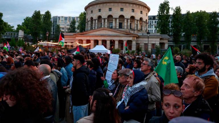 People attend rally in support of the Collectif Urgence Palestine and La Jeune Garde Antifaciste groups targeted by a dissolution measure by French Interior Ministry, and in support with Palestinians in the Gaza Strip, at the Place de Stalingrad in Paris, France, May 6, 2025. - REUTERSPIX