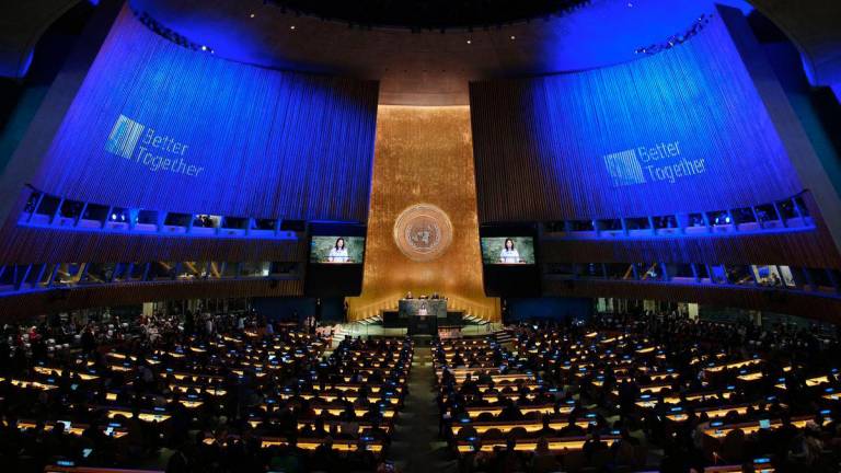 President of the United Nations General Assembly Annalena Baerbock speaks during a high-level meeting to mark the 80th anniversary of the establishment of the United Nations at U.N. headquarters in New York City, U.S., September 22, 2025. - REUTERSPIX