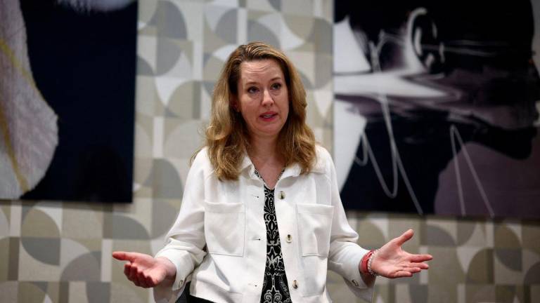 Director General of the International Organization for Migration (IOM) Amy Pope gestures as she speaks during an interview with Reuters in Rome, Italy, July 11, 2025. - REUTERSPIX